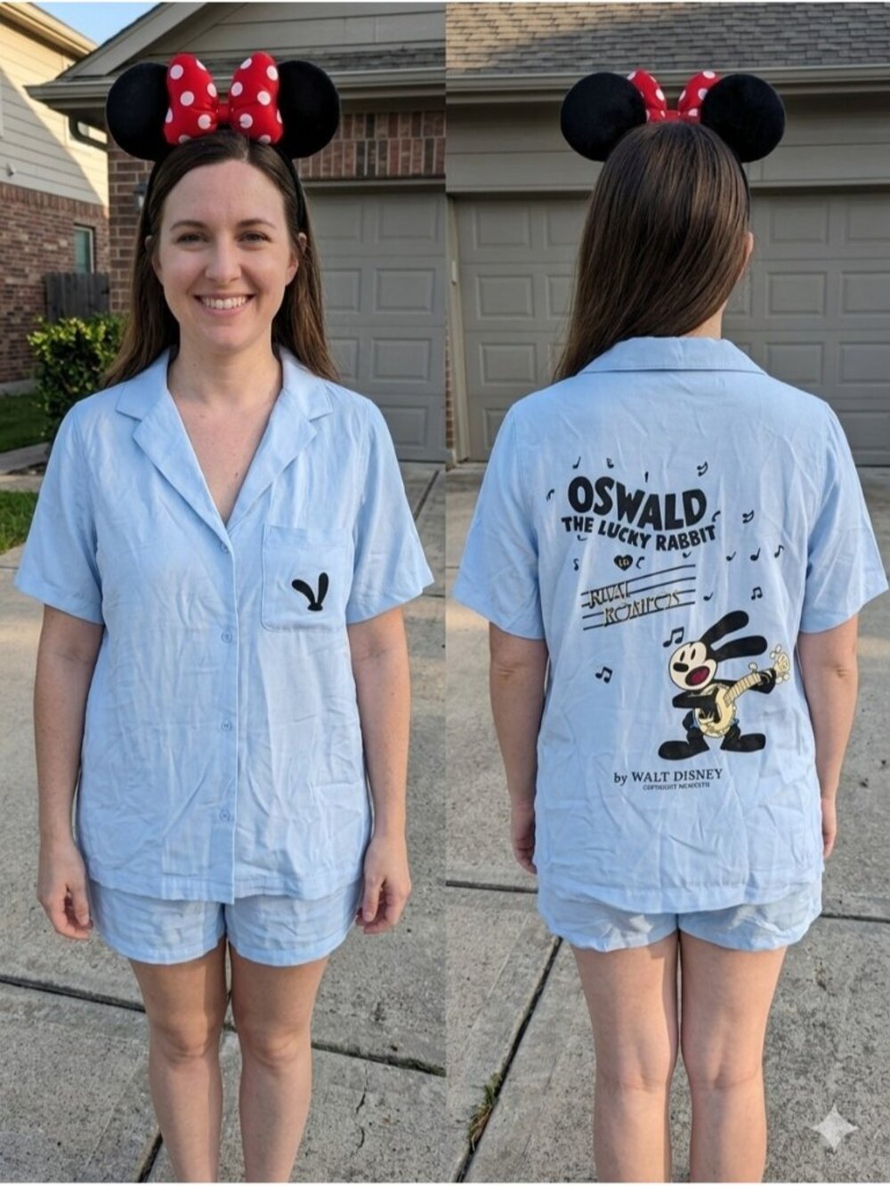 Disney 100 Oswald The Lucky Rabbit Rival Romeos Woven Camp Shirt Small Blue 1927